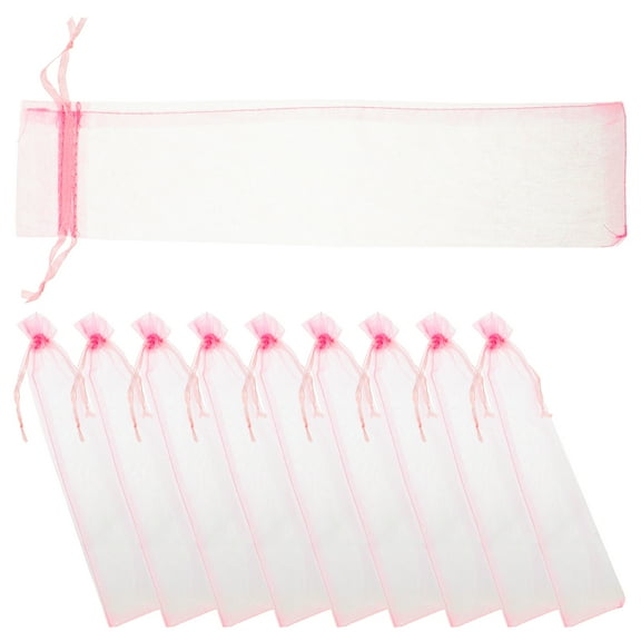 Worgeous 50 Pcs Kit Mesh Fan Packaging Bag Travel 25.50X6.00X0.05CM Pink