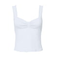 thumbnail image 3 of Aihuaihua Women Backless Going Out Crop Top Y2K Sweetheart Neck Strappy Ruched Sleeveless Tank Top Summer Tight Slim Fit Camisole Cute Tops White S, 3 of 6