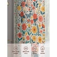 thumbnail image 5 of Boho Beige Flowers Sheer Curtains 45 Inch Length 2 Panels Set, Spring Abstract Watercolor Floral Leaf Voile Window Treatment Rod Pocket Small Kitchen Curtains Drapes for Bedroom 52"x45"x2, 5 of 7
