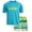 Scuba Blue Shark Multi Stripes, variant on Boys' Rash Guard Set - UPF 50+ Short Sleeve Swim Shirt and Bathing Suit Trunks - Swimwear Set for Boys (4-14)