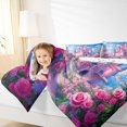 thumbnail image 4 of Homewish Blue Pink Castle Queen Comforter Set, Romantic Butterfly Rose Bedding Sets, Teens Kids Girls Reversible Bedding Comforter Set, Lightweight Room Decor, 3pcs, 4 of 8