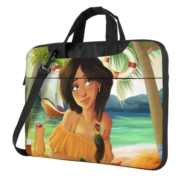 Tropical Coconut Tree Girl Laptop Bag, 13 inch Laptop or Tablet