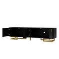 thumbnail image 4 of Modern Black TV Stand with Gold Accents - Media Console with Storage, 4 of 8