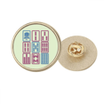 thumbnail image 1 of Slip Suit Mahjong Board Art Deco Fashion Round Metal Golden Pin Brooch Clip, 1 of 3
