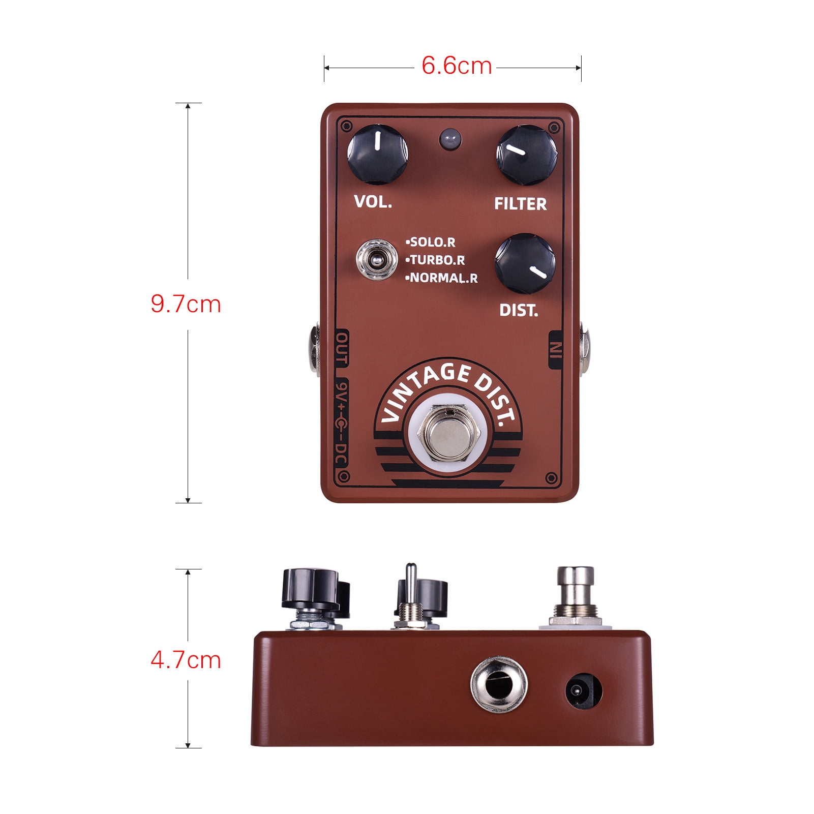 Elowen Effect Pedal Control D-11 Vintage Distortion Guitar Effect Pedal with Volume Filter and Distortion Controls True Bypass Design for Electric Guitar
