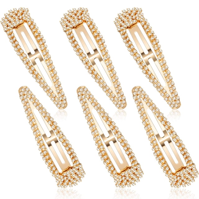 Geyoga 6 Piezas Horquillas para el Cabello con Diamantes de Imitación, Pasadores para el Cabello de 4 Pulgadas, Horquillas para el Cabello de Metal y Cristal para Mujeres, Accesorios para el Cabello d