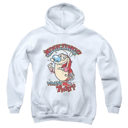 Ren And Stimpy Adulting What's That? Unisex Youth Pull-Over Hoodie