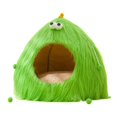 thumbnail image 1 of Nido para gatos semicerrado, cama para perros y gatos, cómoda cama para gatos con base antideslizante, que se calienta sola, casa cueva para gatitos, verde, 1 of 8