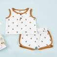 thumbnail image 4 of POINTERTECK Ensemble de Vêtements pour Enfants Sans Manches Col Rond Débardeur+shorts à Lacets Imprimé Lune Été, 4 of 10