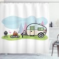 thumbnail image 1 of Ambesonne Travel Shower Curtain, Cartoon Style Camping Scene, 69"Wx75"L, Multicolor, 1 of 2
