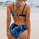 thumbnail image 5 of Traje de baño de dos piezas con escote en V y estampado de leopardo sexy para mujer - Azul, 5 of 6