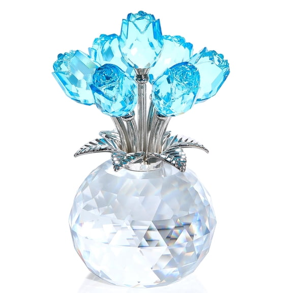 Crystal Colorful Rose Flower with Vase, Rose Bouquet Floral Romantic Gifts for Wife Mom Women on Mother's Day Valentine's Anniversary Christmas