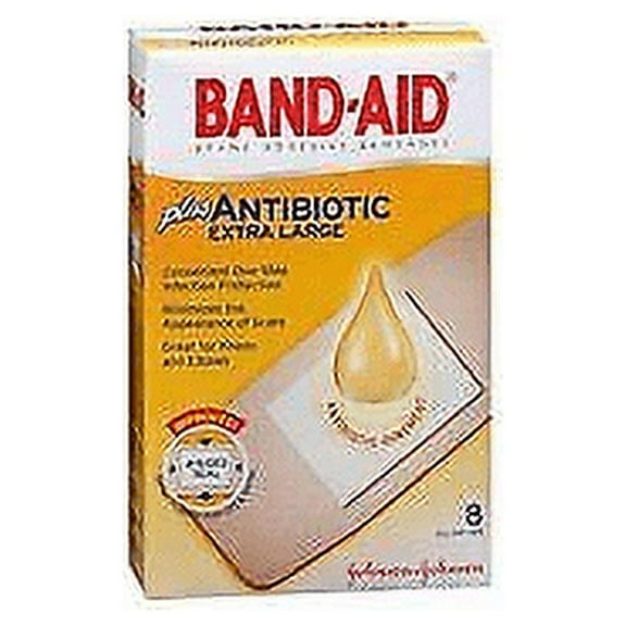 Band-Aid Adhesive Antibiotic Bandages Heal Wounds & Infection 8 ct, 3-Pack