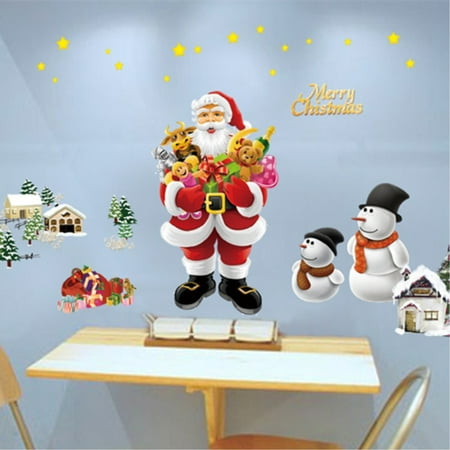 - PVC Christmas Removable Santa Claus Reindeer Window Wall Sticker Christmas Home Decor Wall Mural Decals 'Merry Christmas'' Wall Hanging Decor