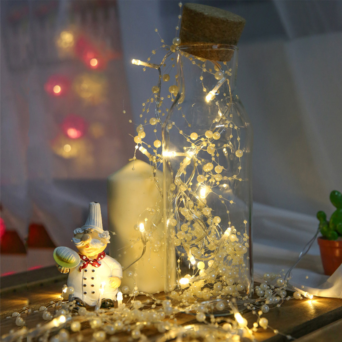 Protoiya 40pcs Pearl String, for Floating Candle Faux Pearls Beads