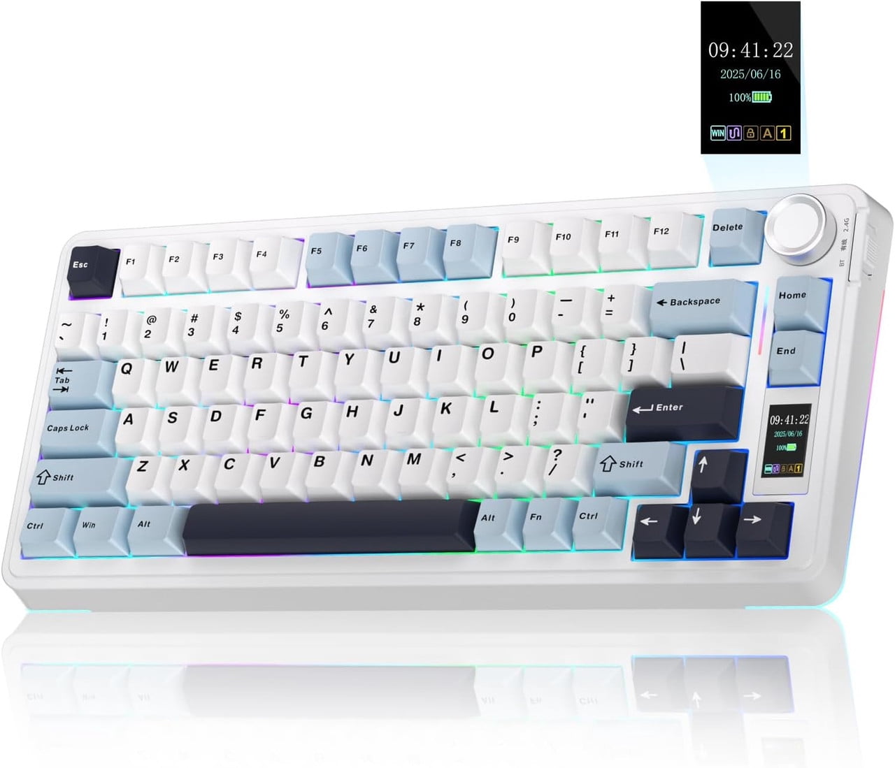 Restored AULA S75 PRO Wireless Mechanical Keyboard with Screen&Knob, 75% Hot Swappable Gaming Keyboard with Pre-lubed Switches, RGB Backlit, PBT Keycaps Creamy Sounding Pc Gaming Keyboards