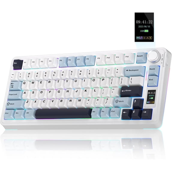 Restored AULA S75 PRO Wireless Mechanical Keyboard with Screen&Knob, 75% Hot Swappable Gaming Keyboard with Pre-lubed Switches, RGB Backlit, PBT Keycaps Creamy Sounding Pc Gaming Keyboards