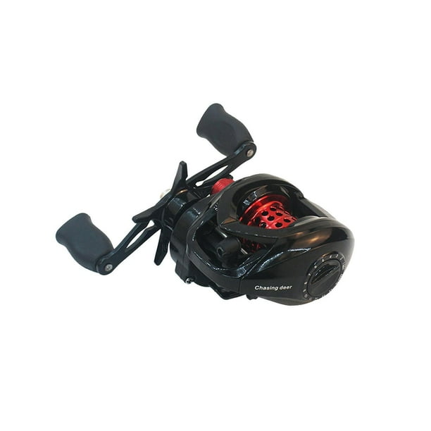 Carrete Baitcasting, carrete de pesca para agua dulce, agua salada, rodamientos de bolas de acero inoxidable lisos, equipo de pesca de máximo Mano izquierda negra