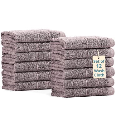 Casa Platino 12 Piece Wash Cloths Bathroom Set - 100% Cotton Washcloths Bulk, Wash Clothes - Platinum