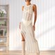 thumbnail image 3 of Vestido maxi sexy de color sólido Vestido de punto de mujer Vestido de playa sin mangas con perspectiva FLhrweasw Nuevo, 3 of 7