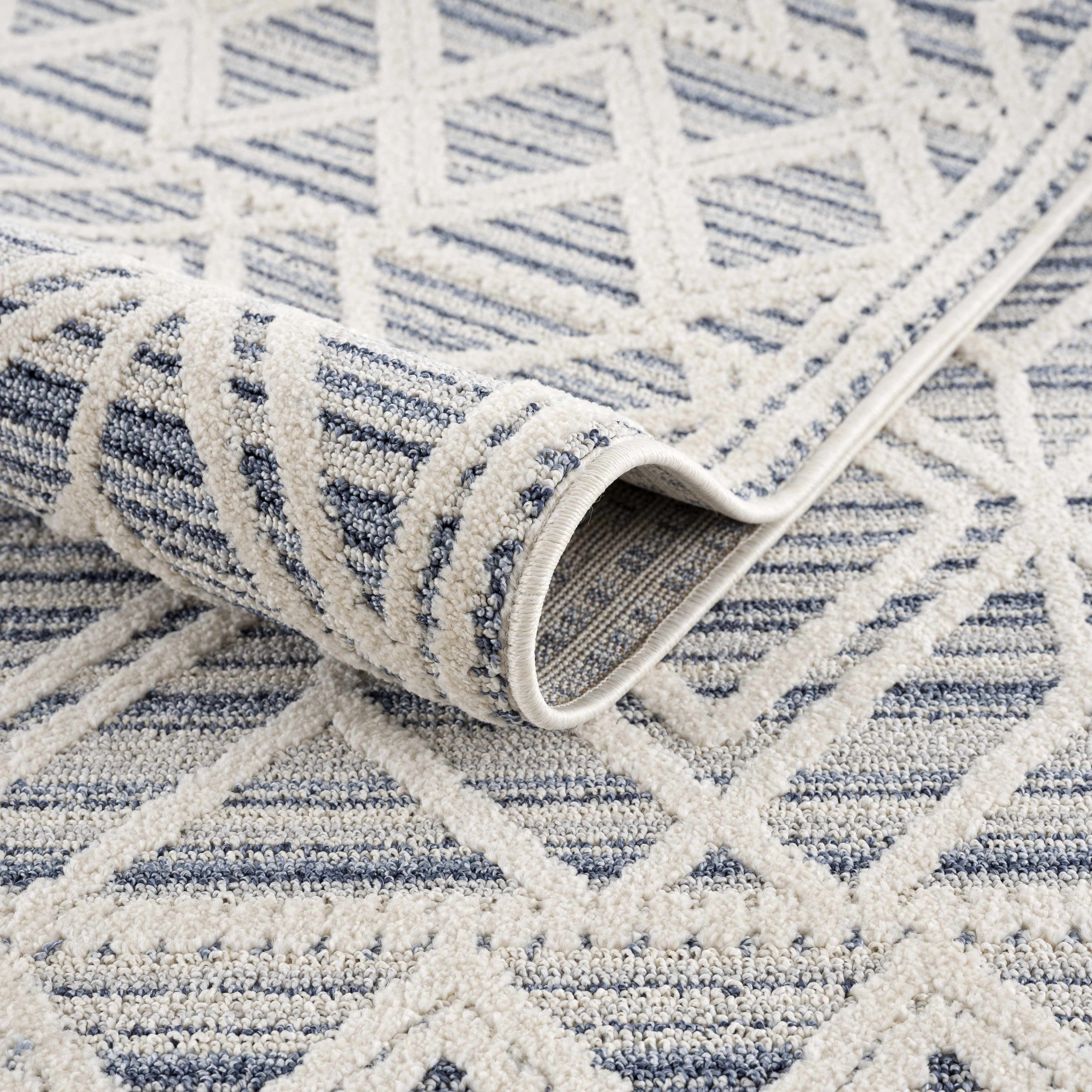 BoutiqueRugs Magnolia Contemporary, Transitional Area Rug - Light Blue, Navy, Medium Gray - 8'10" x 12'