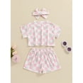 thumbnail image 4 of Bagilaanoe 3pcs Toddler Baby Girl Shorts Set Short Sleeve Floral Print T Shirt Tops + Shorts + Headband 6M 12M 18M 24M 3T 4T Kids Casual Summer Clothes, 4 of 7