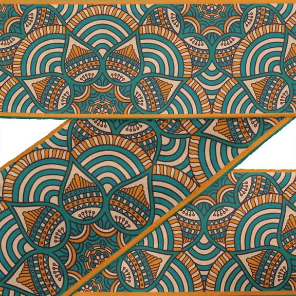 IBA Indianbeautifulart Black Mandala Kaleidoscope Fabric Laces For Crafts Printed Velvet Trim Fabric Sewing Border Ribbon Trims 9 Yards 3 Inches