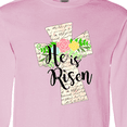 thumbnail image 4 of Inktastic He is Risen Cross with Script and Flowers Long Sleeve T-Shirt, 4 of 5