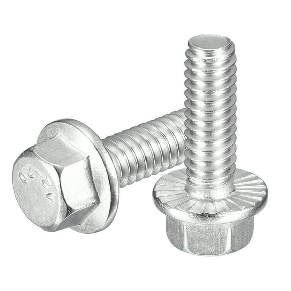 15Pack 1/4-20 x 3/4" Flanged Hex Head Bolts, 304 Stainless Steel Flange Hexagon Screws, Flange Hex Drive Screws 5.8 Grade for Machinery Industry Home Appliances, Silver