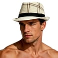 thumbnail image 3 of TFEOQRY Men's Straw Panama Hat UV Protection Wide Brim Breathable Sun Hat for Summer Beach Outdoor Activities, 3 of 4