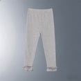 thumbnail image 2 of Girls Ruffle Leggings Stretchy Slim Fit Girls Elastic Wasist Leggings (Grey 3-4 Years), 2 of 3