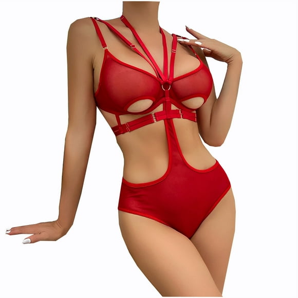 Tnhcen Women's Exotic Lingerie Sets Sexy Corset Europe and The United States Complex Straps Mesh Jumpsuit Erotic Suit Sexy Lingerie for Women Naughty Outfits