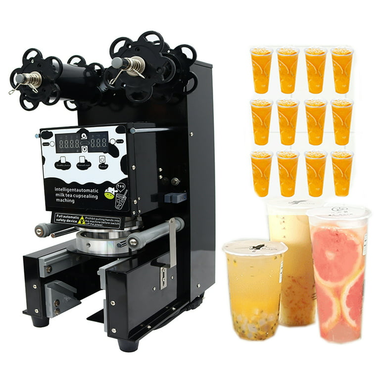 Techtongda Fully Automatic Cup Sealing Machine Milk Tea Coffee Cup Sealer, Size: Small, Black