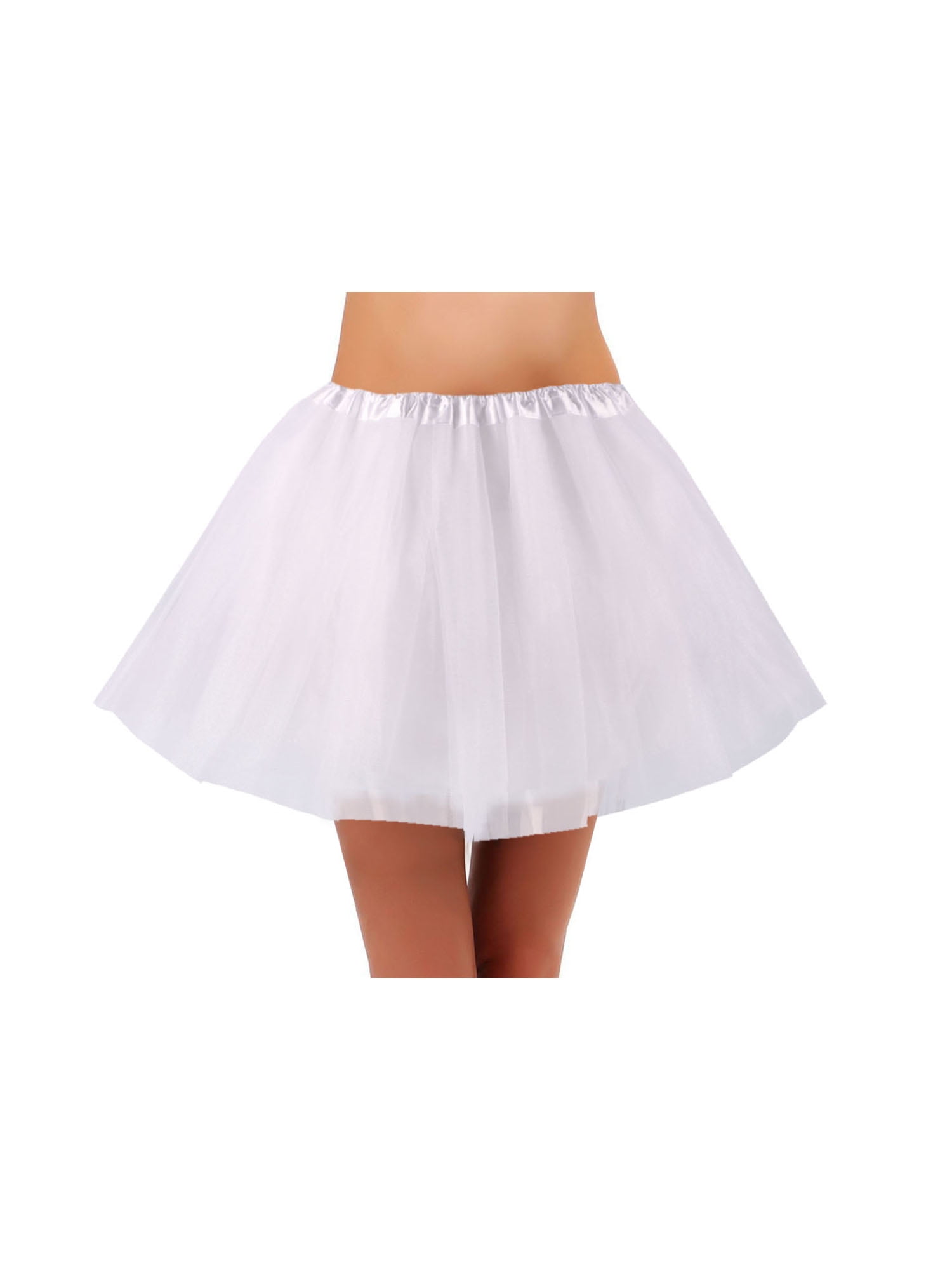 Womens Tutu Classic 4 Layered Satin Lined Ballerina Tutu Skirt,White