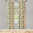 thumbnail image 4 of Ambesonne Fruits Window Curtains, Peaches with Leaves and Dots, Each 28" W x 84" L, White Vermilion and Fern Green, 4 of 4