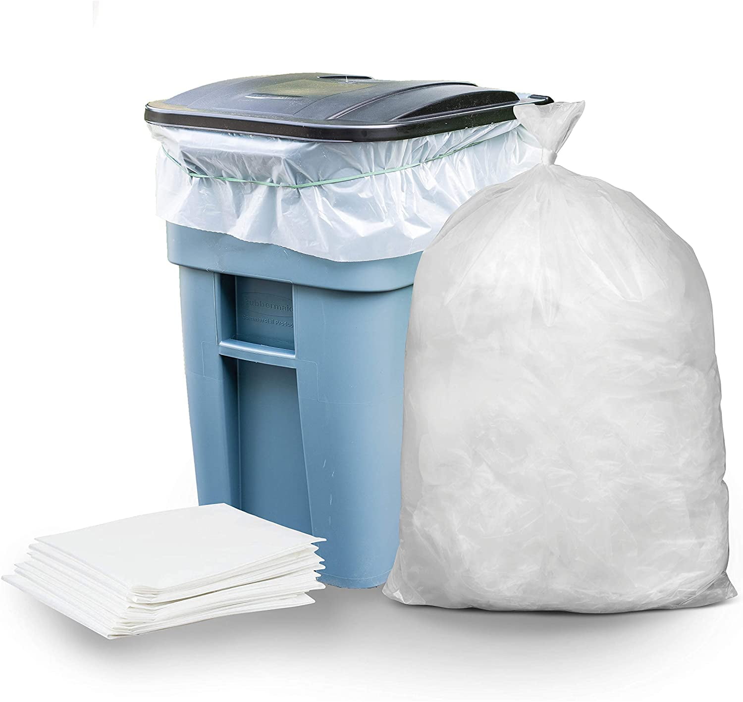 Extra Large Heavy Duty Clear Plastic Recycling Trash Bags 90 Gallon 50 Count Wholesale w/Ties 96 Gallon 100 Gallon Clear 95 Gallon 95-96 Gallon Trash Bags, 