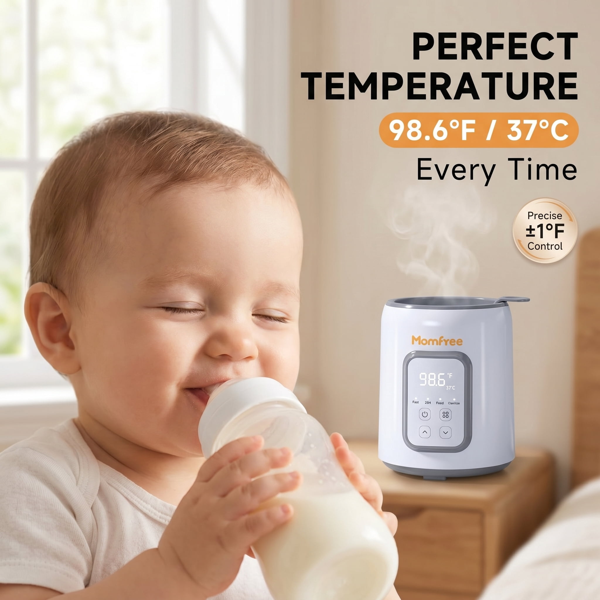 Baby Essentials Bottle Warmer8-in-1Fast Heating for Breastmilk and Formula,Baby Registry Search,with Accurate Temperature Control and Automatic Shut-Off,with Defrost,Keep Warm,for All Bottles