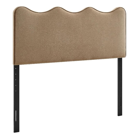 Pemberly Row Stain-Resistant Performance Velvet Queen Headboard in Taupe