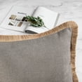 thumbnail image 4 of Phantoscope Linen Tassel Trimmed Farmhouse Series Decorative Throw Pillow, 18" x 18", Gray, 1 Pack, 4 of 7