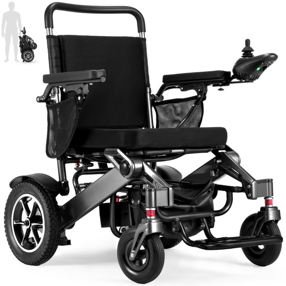 Morrean Electric Wheelchairs for Adults Seniors,Foldable Motorized Wheelchair,All Terrain,Up to 300lbs,500W Motors,25 Miles Range,Black Silver