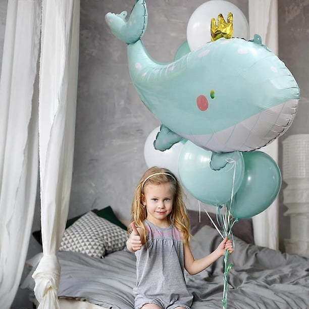Globo De Aluminio Arcoíris Con Forma De Narval Y Ballena – Pack De 5 Piezas Para Fiesta Temática Marina De Cumpleaños