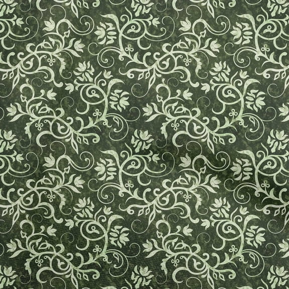 oneOone Cotton Cambric Green Fabric Asian Batik Floral Craft Projects Decor Fabric Printed By The Yard 56 Inch Wide