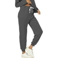 thumbnail image 5 of Wutalume Women's 2-Piece Solid Color Casual Set, Round Neck Long Sleeve Top and Sweatpants with Pockets, Everyday Loungewear,Gray XL, 5 of 5