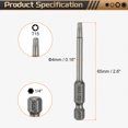 thumbnail image 2 of Uxcell 5pcs T15 Torx Head Screwdriver Bit 1/4" Hex Shank 2.6" (65mm) Long Magnetic No Hole Tip 6 Point Star Screw Driver, 2 of 7