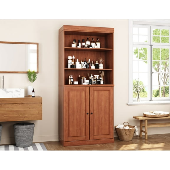 100% Solid Wood 32" Bathroom Cabinet with Solid Doors and Adjustable Shelves