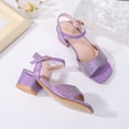 thumbnail image 6 of Zshosam Girls Sandals Girls Sandals Ankle Strap T-Strap Low Heel Bow Flower Pump Dress Party Shoes for Little Kid/Big Kid Size 2,(Purple Little Kids 2), 6 of 8