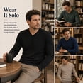thumbnail image 5 of AZoiNM Men's V Neck Sweater, Soft Lightweight Long Sleeve Knit Pullover, Classic Solid Color Business Casual Sweater for Work, Office, Layering, 5 of 6