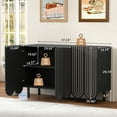 thumbnail image 3 of Wirrytor Fluted Sideboard Buffet Cabinet with 3 Doors, Accent Storage Cabinet with Storage and Adjustable Shelves, Credenza Cabinet with Carved Arc Door Design for Kitchen Dining Living Room,Black, 3 of 6