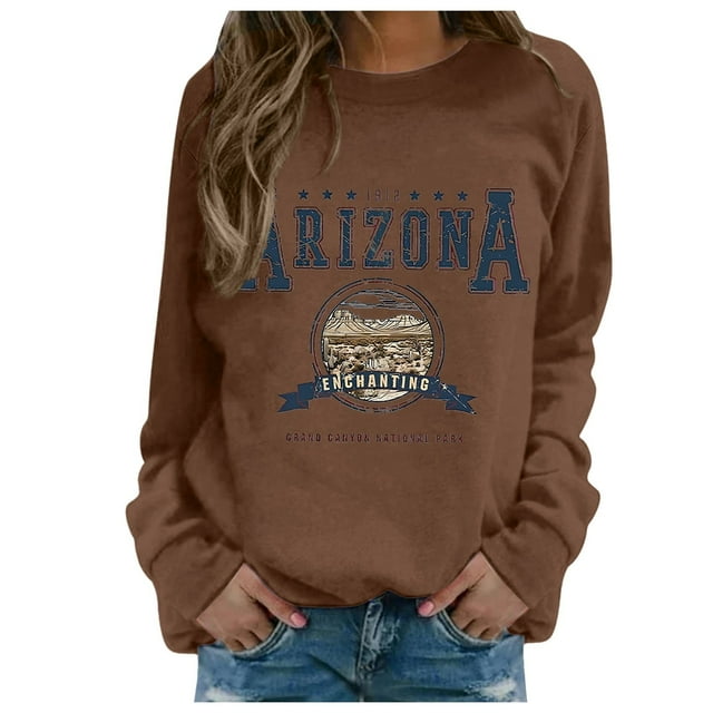 HNMKIU Crewneck Sweatshirt Women Fall/Winter Print Sweatshirt Without Hoodie