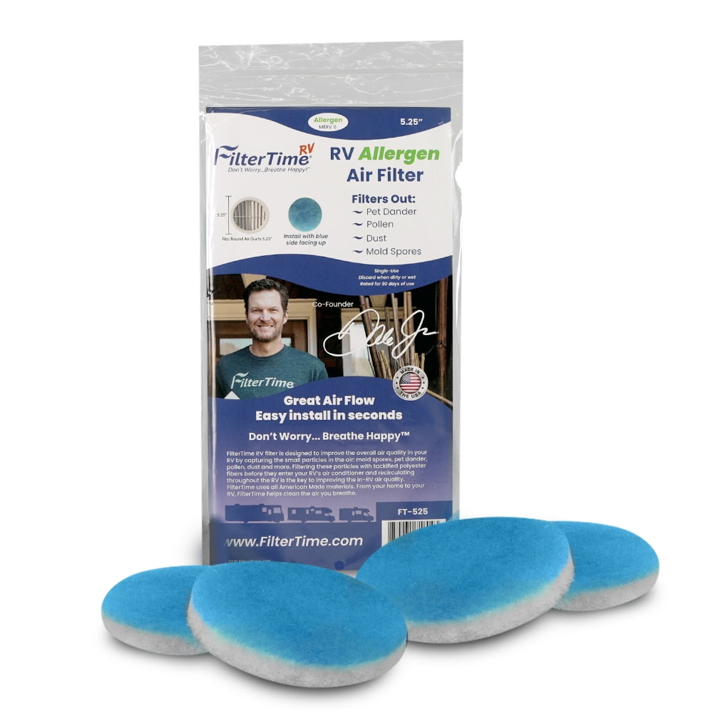 FilterTime Allergen RV Air Filter 5.25" Round Air Duct AC Filter MERV 6